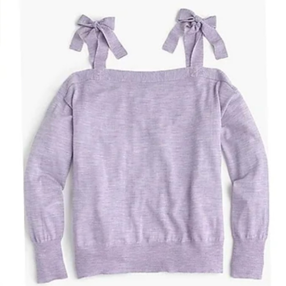 New J. Crew Merino wool cold-shoulder sweater Size M Heathered Lilac